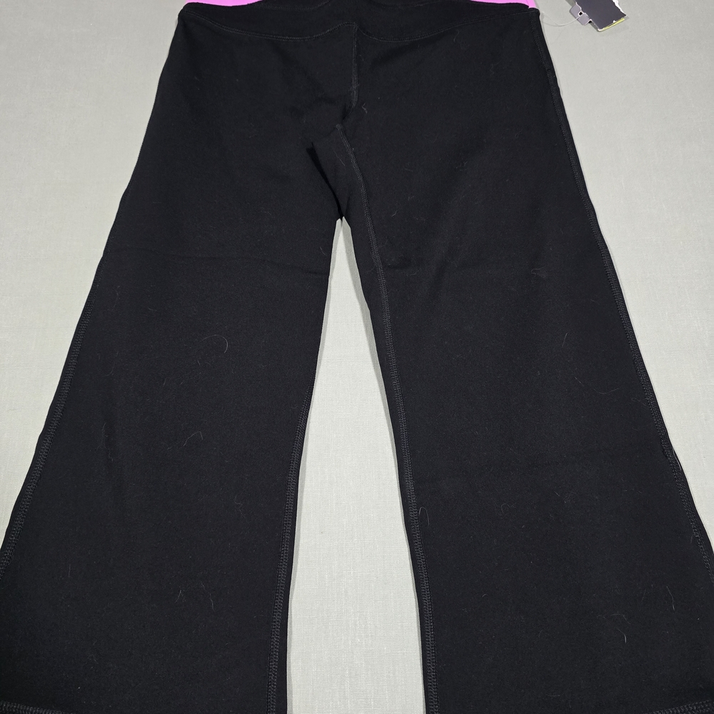 Tek Gear Womens Black Leggings With Pink & Purple Waistband Size XS
